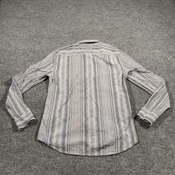 Armani Exchange AX Mens Large Slim Fit Shadow Striped Disco Club Button Shirt - Picture 6 of 8